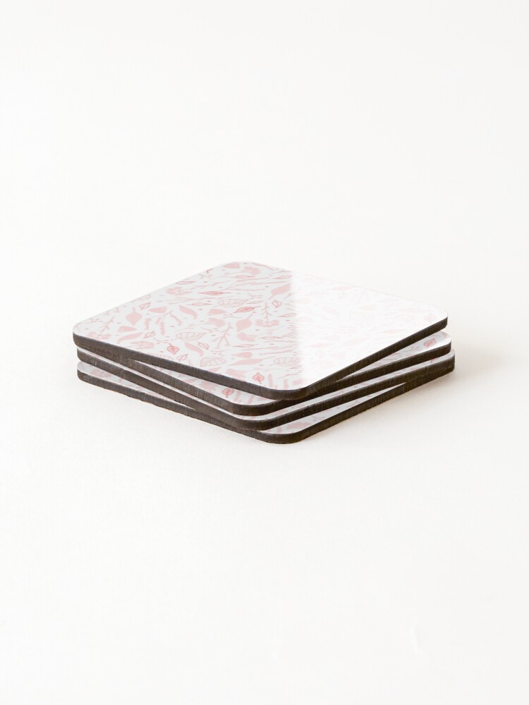 Thumbnail 4 of 5, Coasters (Set of 4), Red Fall Flora Pattern designed and sold by everything4eva.