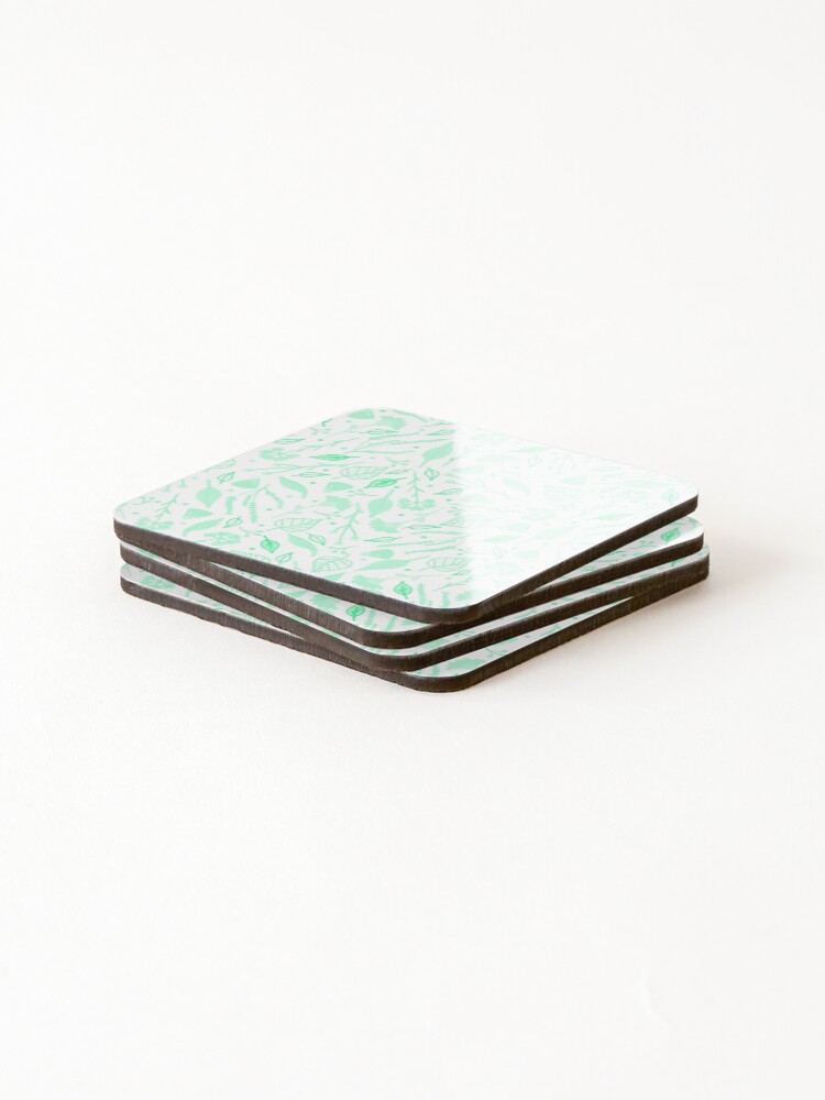 Thumbnail 4 of 5, Coasters (Set of 4), Turquoise Fall Flora Pattern designed and sold by everything4eva.