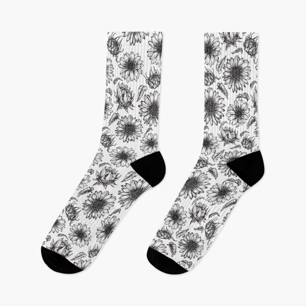 Item preview, Black ink sunflower flowers pattern  designed and sold by marta-maria.