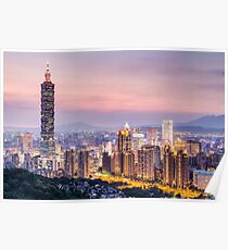 Taipei 101 tower in Taipei, Taiwan at sunset Poster