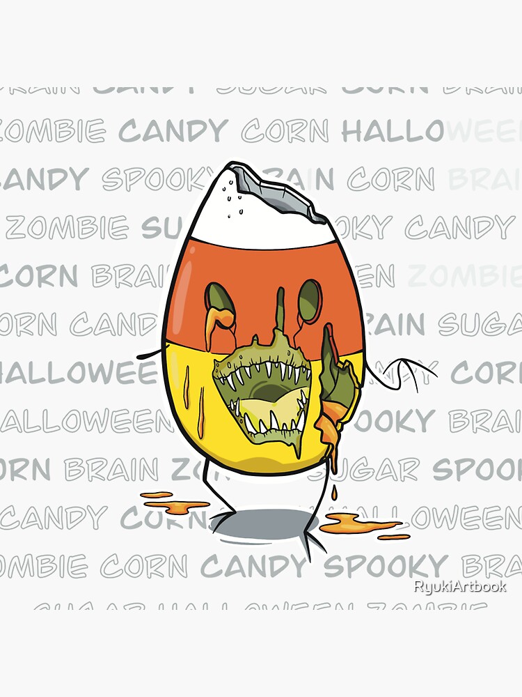 "Candy corn zombie wall text black" Sticker for Sale by RyukiArtbook