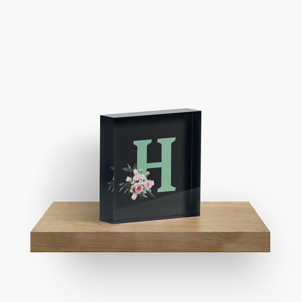 Letter H green with colorful flowers Acrylic Block