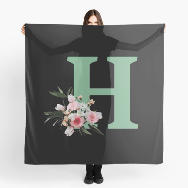 Letter H green with colorful flowers Scarf