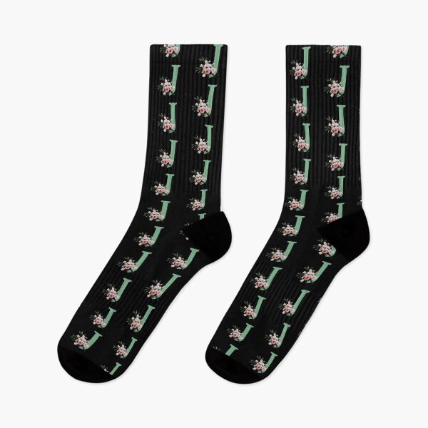 Item preview, Letter J green with colorful flowers  designed and sold by ColorsHappiness.