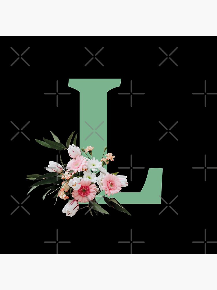 Letter L green with colorful flowers by ColorsHappiness