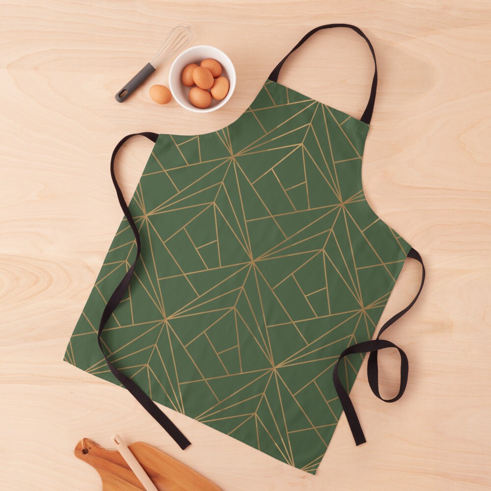 Green and Gold Geometric Pattern Apron