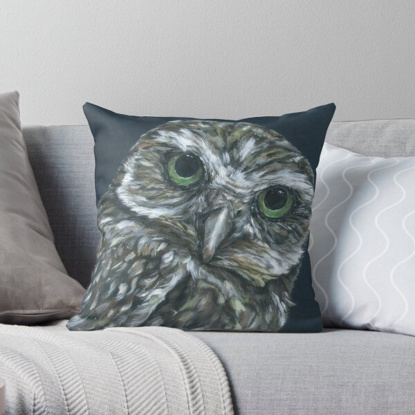 Twit. Owl art by award-winning UK artist Sam Fenner Throw Pillow