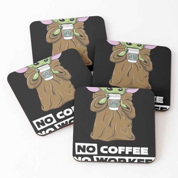 Camiseta de Mujer Baby Yoda No Coffee No Workee Posavasos (lote de 4)