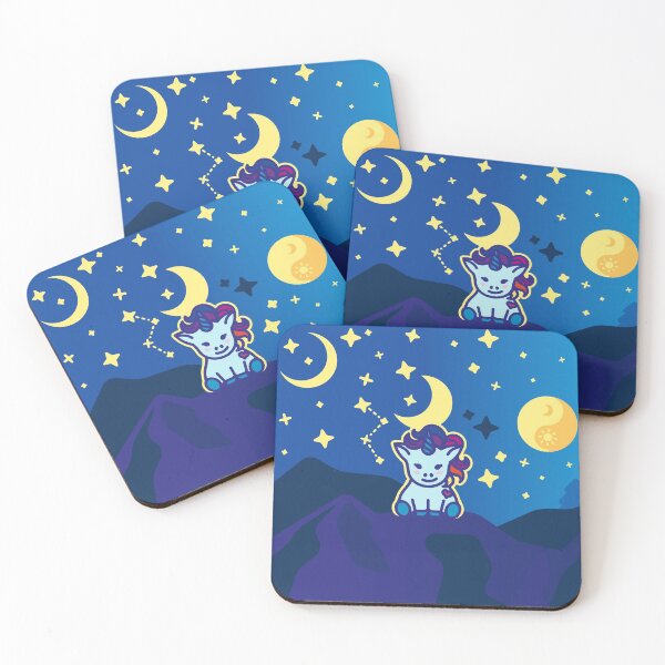 Item preview, Yuni the baby unicorn on lunar vibe - Creatober 2020 day 7 designed and sold by TokiPY.