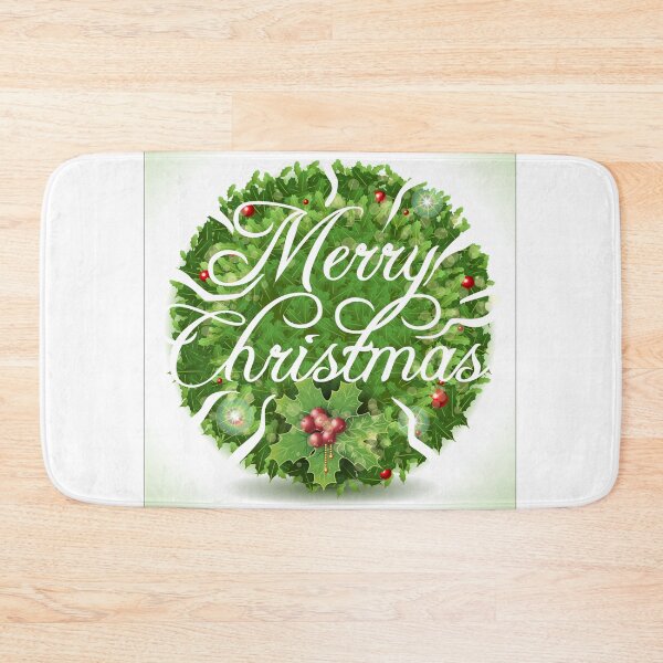 Item preview, Holly Leaves Circle and Merry Christmas Calligraphic Text designed and sold by aurielaki.