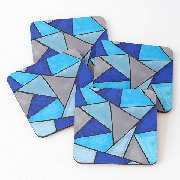 Item preview, Stained Glass Geometric Pattern in Shades of Blue designed and sold by Harriet Linton.