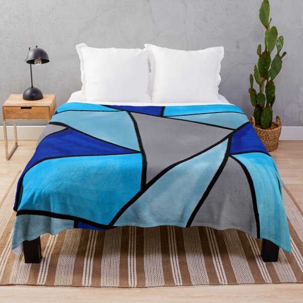Item preview, Stained Glass Geometric Pattern in Shades of Blue designed and sold by Harriet Linton.