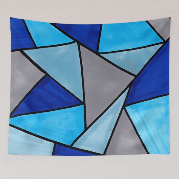 Item preview, Stained Glass Geometric Pattern in Shades of Blue designed and sold by Harriet Linton.