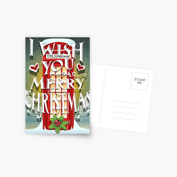 Christmas Card with English Cabin Postcard