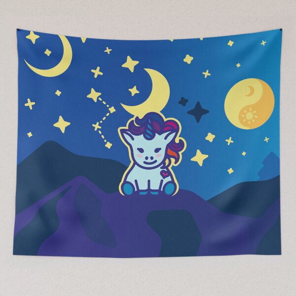 Item preview, Yuni the baby unicorn on lunar vibe - Creatober 2020 day 7 designed and sold by TokiPY.