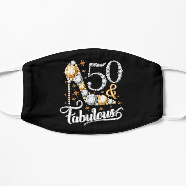 50th Birthday T-shirt. Fifty and Fabulous t shirt for ladies, women. Flat Mask