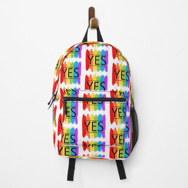 Item preview, LGBTQ rainbow flag with word YES on it designed and sold by LP Design.