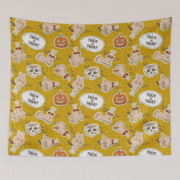 Item preview, Patrón de Halloween, abucheo, truco o trato, calavera, calabaza, huesos, telaraña, superventas de Halloween, tendencia designed and sold by August-E.