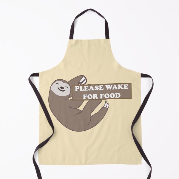Item preview, Funny food quote: Please wake for food. Furry brown sleepy sloth designed and sold by Deegital18.