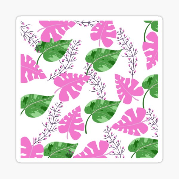 Green pink leaves Sticker