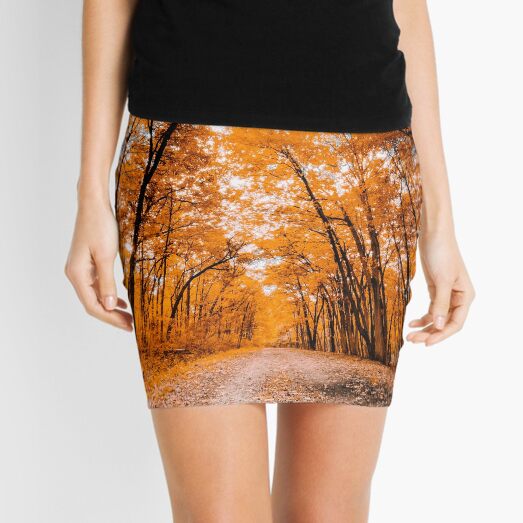 Orange Fall Forest Trail Mini Skirt