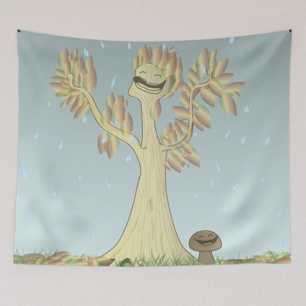 Item preview, Rain is life! (Autumn tree and mushroom) designed and sold by Joie-et-Poesie.