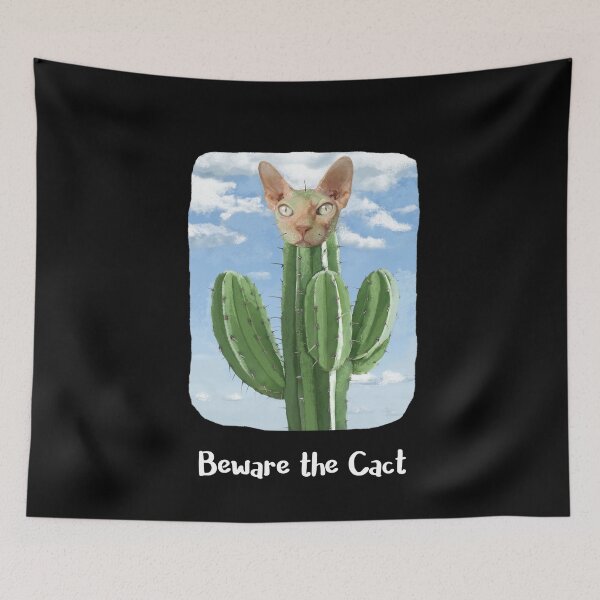 Item preview, Cactus Cat Pun  designed and sold by DinoKate.