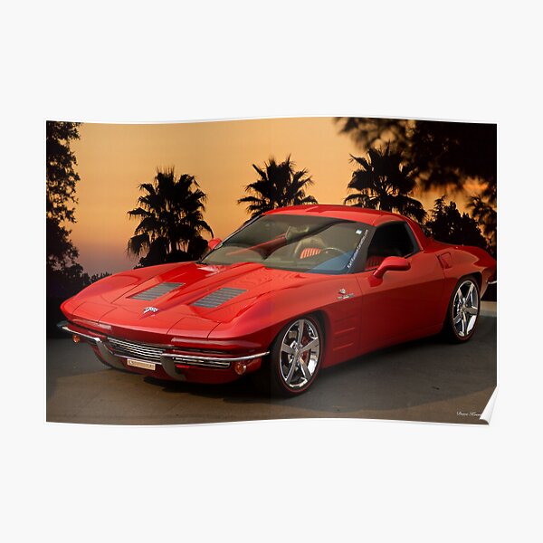 sports car muscle car 1963 split window Corvette 24X36 inch poster