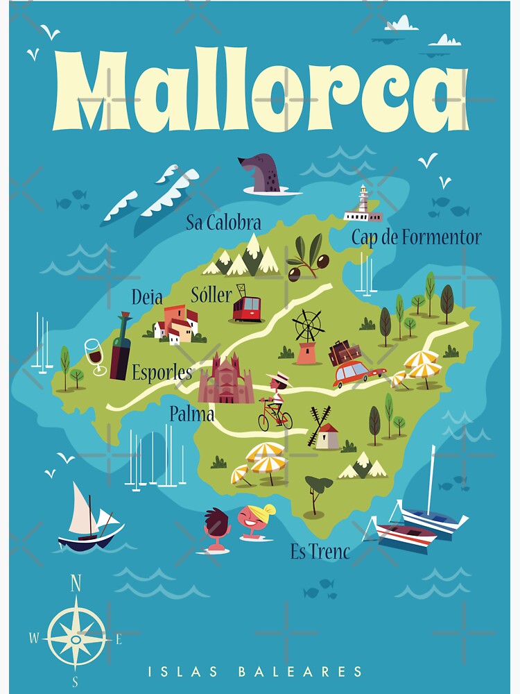 Thumbnail 3 of 3, Sticker, Mallorca poster designed and sold by GAGodel.