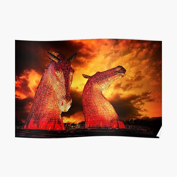 The Kelpies, under a stormy sky Poster