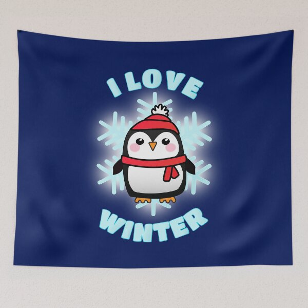 Item preview, 'I love Winter' Cute Penguin w Snowflake designed and sold by Happy Puppy Print On Demand.