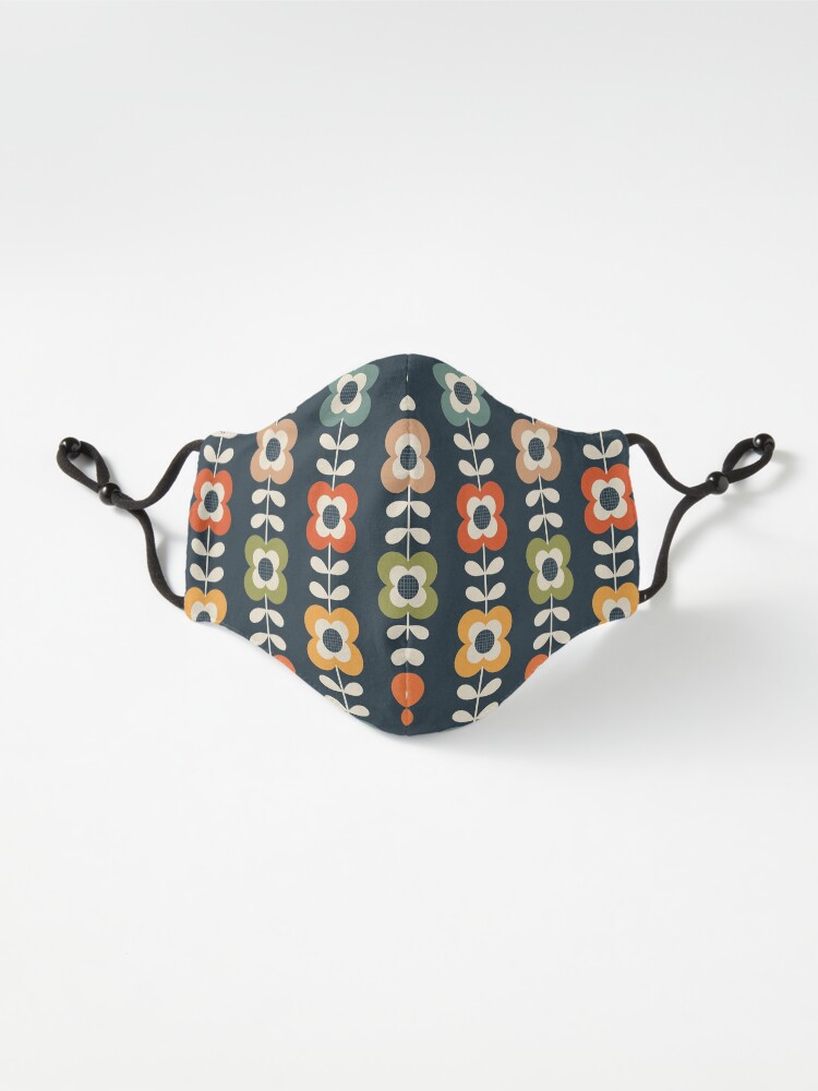 Alternate view of Mod Flowers in Retro Colors on Charcoal Mask