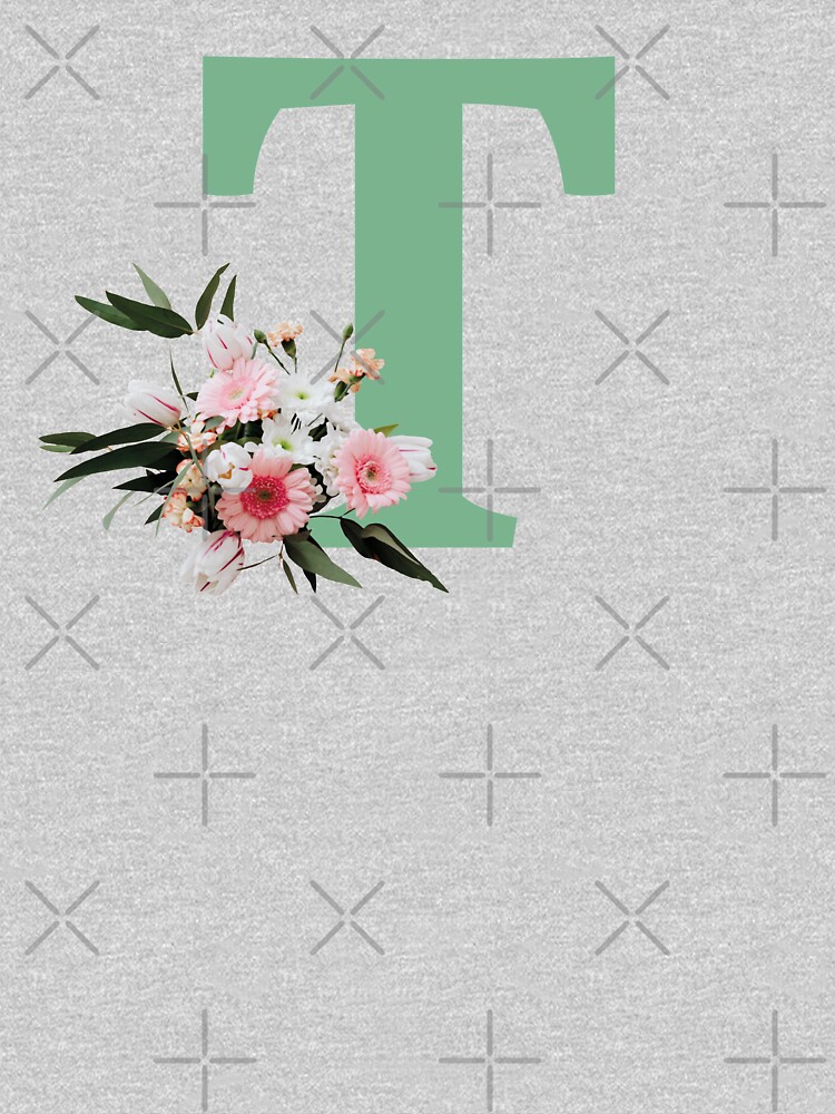 Letter T green with colorful flowers by ColorsHappiness