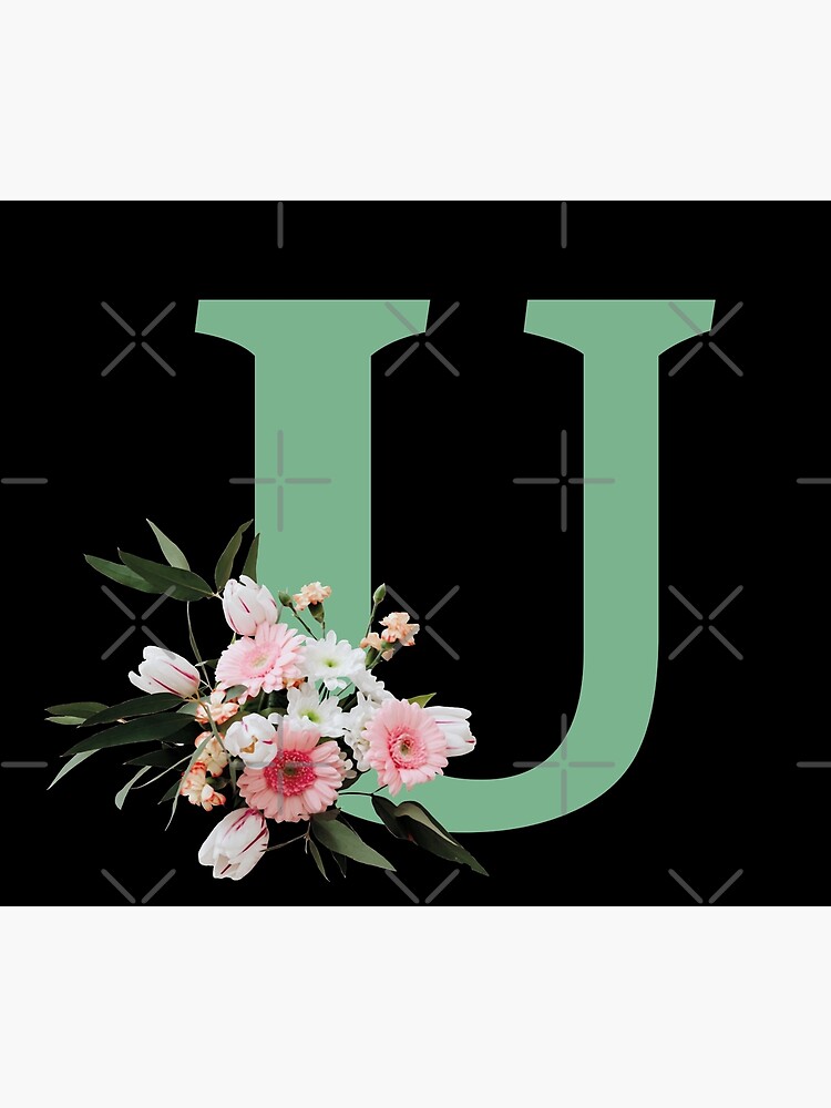 Letter U green with colorful flowers by ColorsHappiness