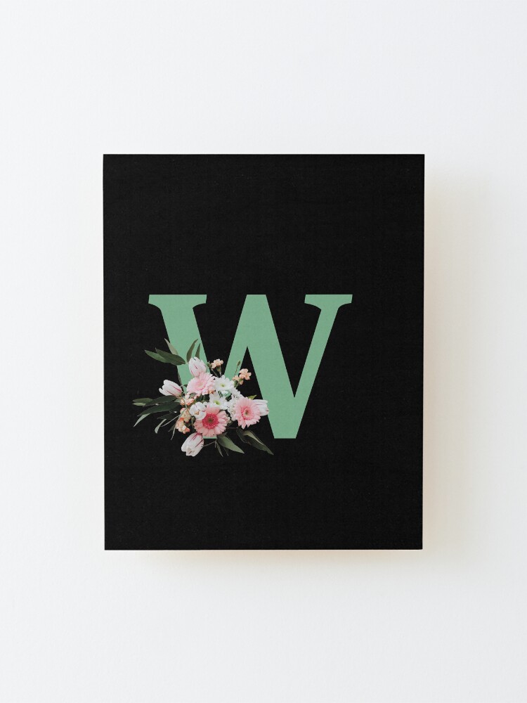 Alternate view of Letter W green with colorful flowers Mounted Print