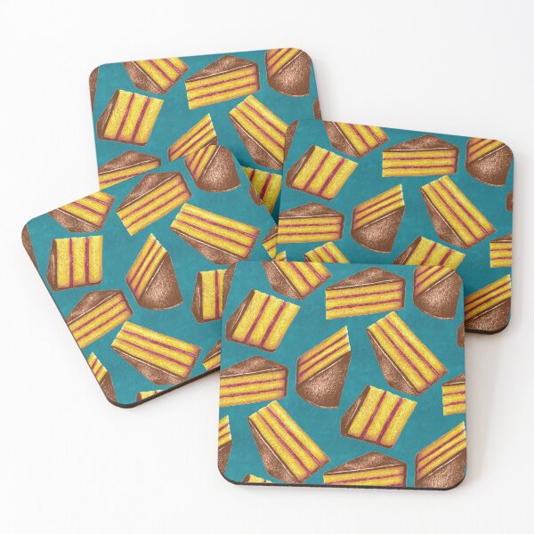 Item preview, Piece of Cake in Colored Pencil - Chocolate and Raspberry Jam on Textured Teal designed and sold by Perrin Le Feuvre.