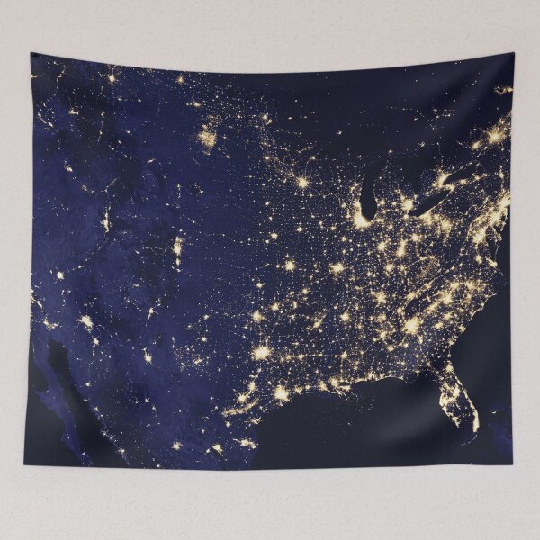 Item preview, Aerial Satellite View of America and Canada at Night designed and sold by CrystalCrush.