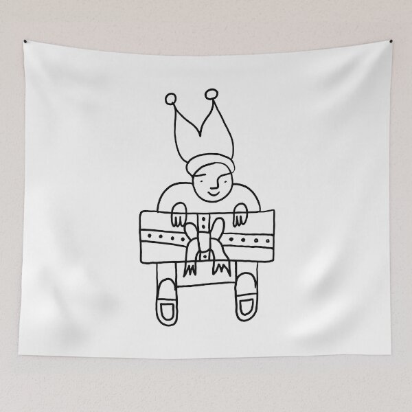Item preview, Elf with a Gift for Christmas Black and White designed and sold by Istvan Ocztos.