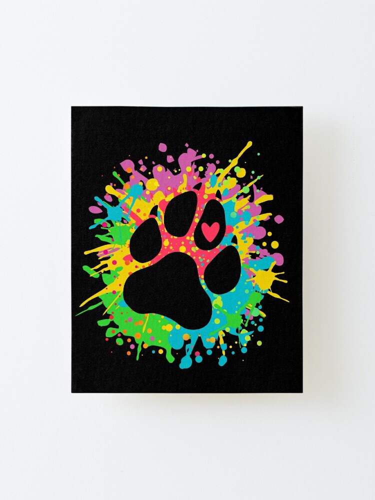 Dog's paw print with a heart paint splash design for animal lovers." Mounted Print by iclipart | Redbubble