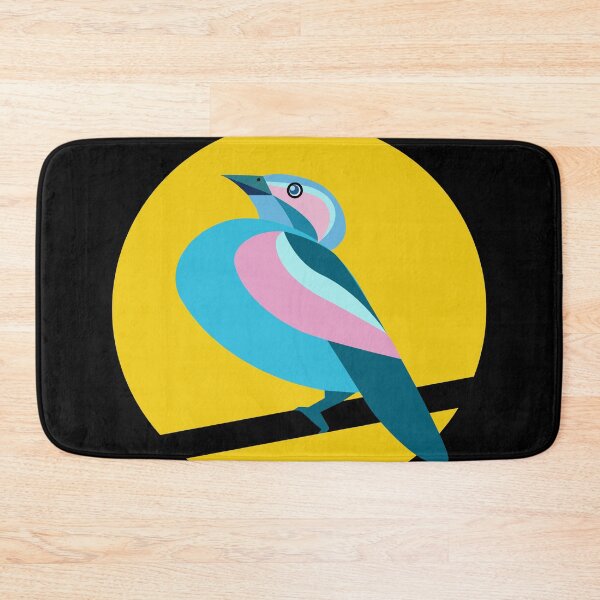 Item preview, Blue Green Bird Over the Moon with Pink Stripes designed and sold by Moyanana.