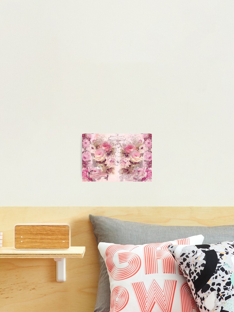 Shabby chic grunge pink floral pattern Art Board Print for Sale by  Kicksdesign