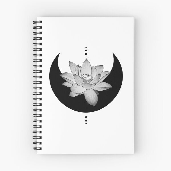 Item preview, Black Moon with Lotus Flower, Spiritual Yoga Tattoo designed and sold by Koalaslifestyle.