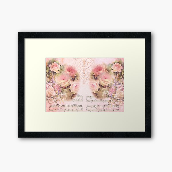 Item preview, Vintage Shabby Chic Flowers and Music Print Artwork designed and sold by xpressio.