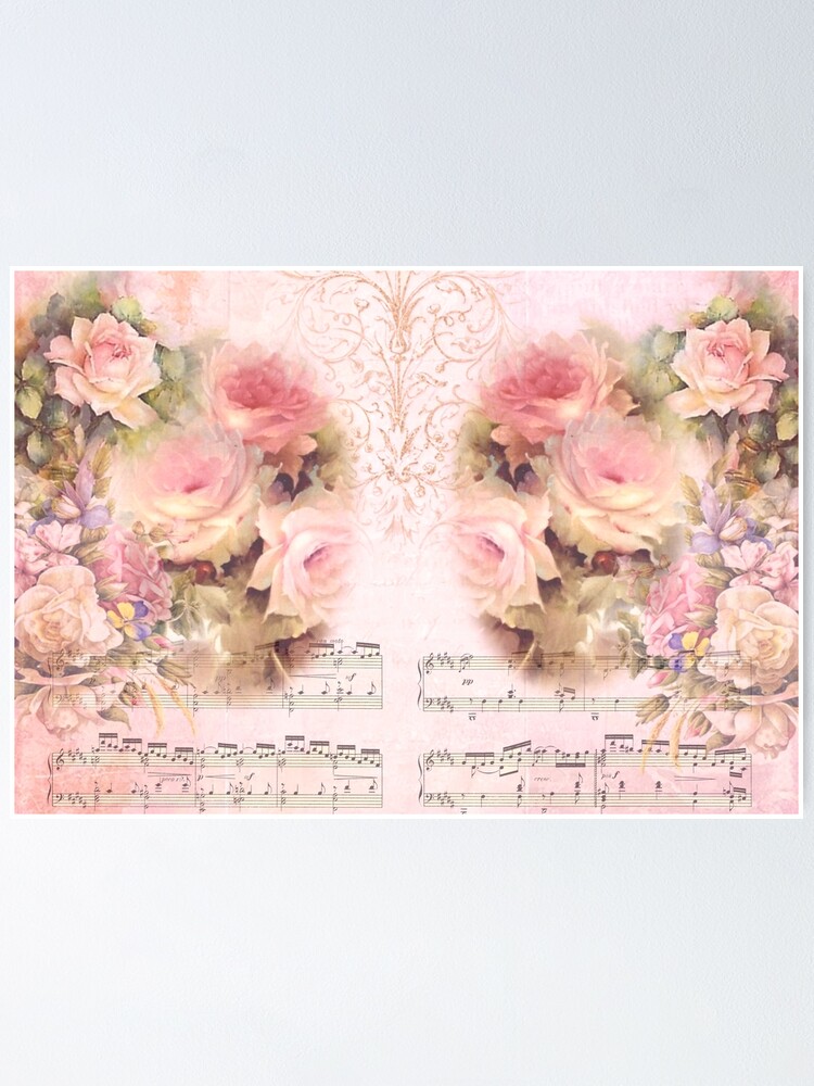 Shabby chic grunge pink floral pattern Art Board Print for Sale