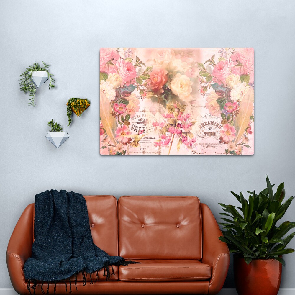 Shabby Chic Floral Print Artwork Metal Print by Pamela Arsena