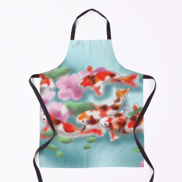 Item preview, Cherry blossoms and koi carp in blue-green water designed and sold by CuisineCat.