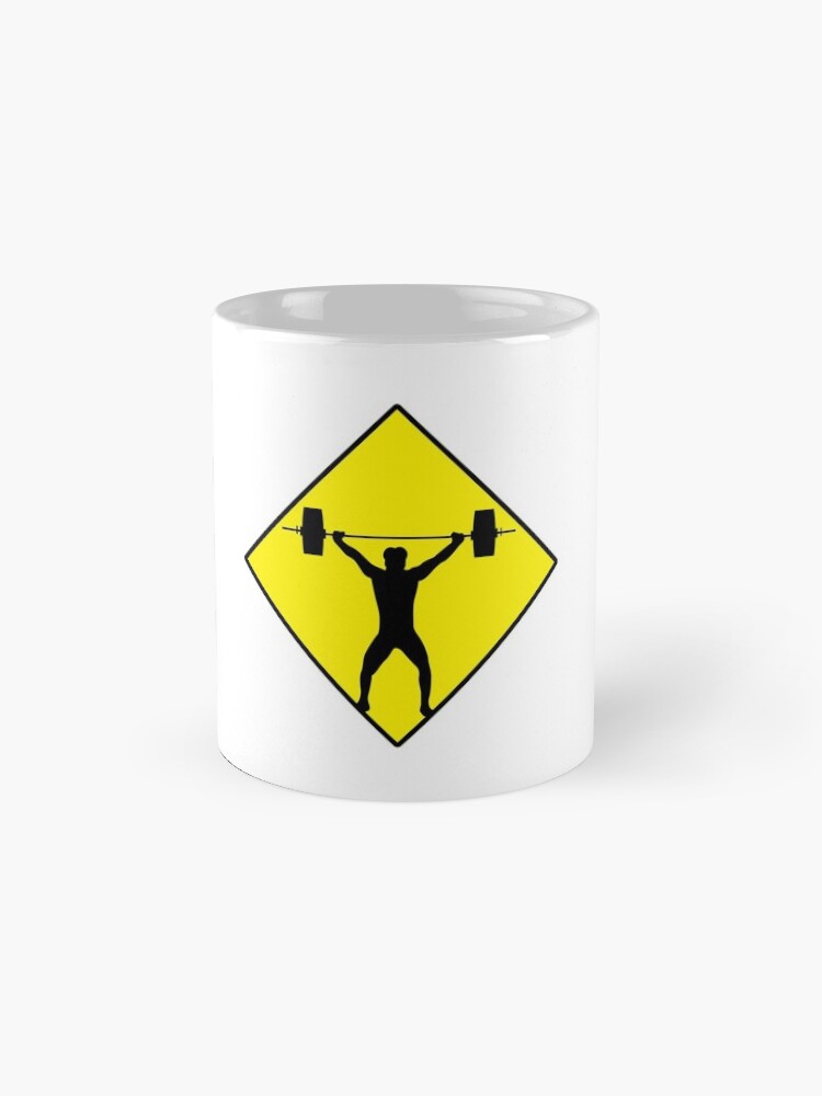 "Weight Lifting Power Lifter Road Sign" Coffee Mug for Sale by