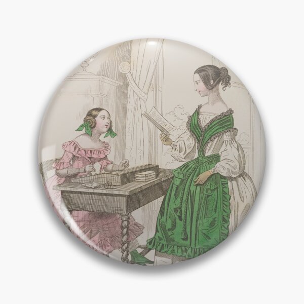 Item preview, Vintage Schoolgirl and her victorian teacher from a 1860s French Fashion Plate designed and sold by Vintage-TM.