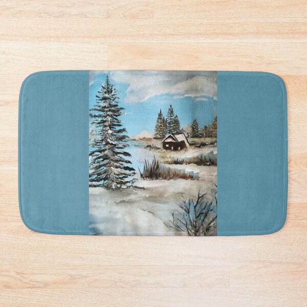 Item preview, Winter Snow Landscape Scene with Wood Cabin, Gift for Landscape Lovers designed and sold by DiensDesign.
