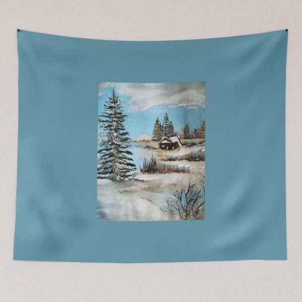 Item preview, Winter Snow Landscape Scene with Wood Cabin, Gift for Landscape Lovers designed and sold by DiensDesign.